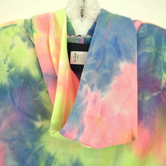 Fashion Nova Cropped Tie Dye Hoodie Bright Pastels Size Small NWT - Picture 5 of 15
